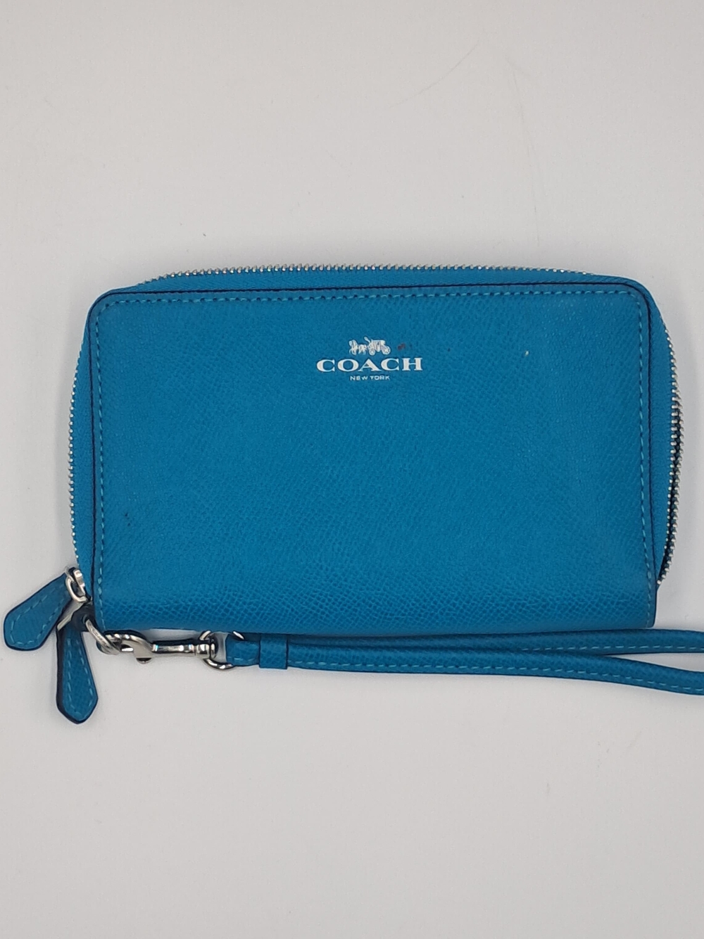 Coach Blue Zip Wristlet Clutch